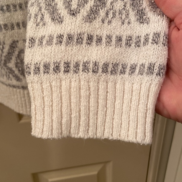 #32 J Jill Sweater Fair Isle White Gray Oversized Round Neck WM SZ M Warm Cozy - Picture 6 of 13